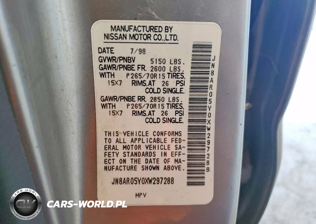 1999 Nissan Pathfinder Xe VIN:JN8AR05Y0XW297288 - 12