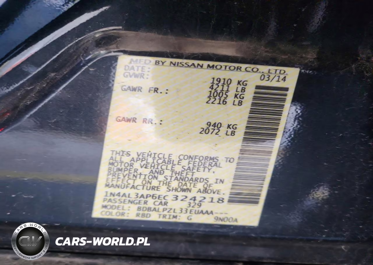 2014 Nissan Altima 2.5 VIN:1N4AL3AP6EC324218 - 12