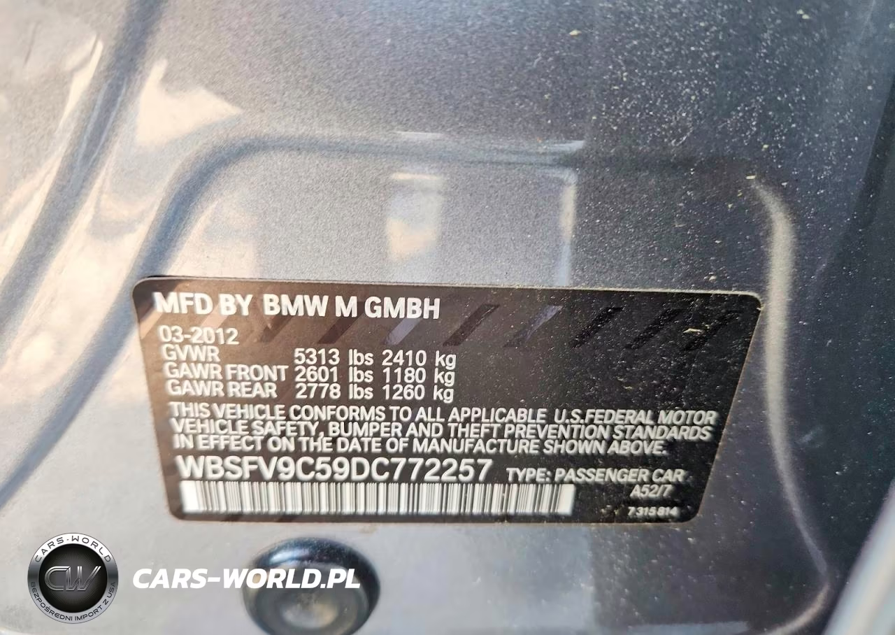 2013 BMW M5 VIN:WBSFV9C59DC772257 - 12