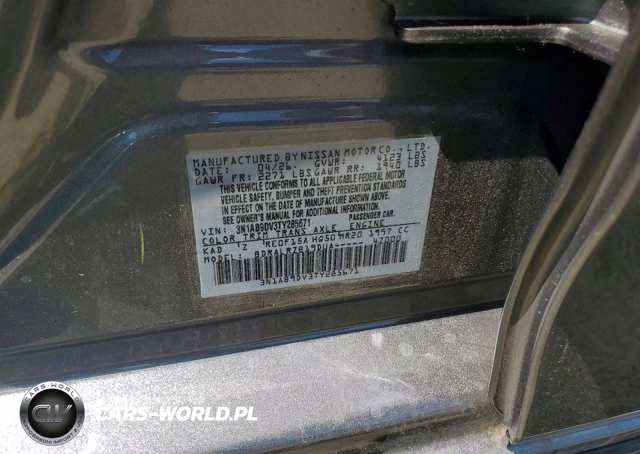 2026 Nissan Sentra Sr VIN:3N1AB9DV3TY285671 - 12