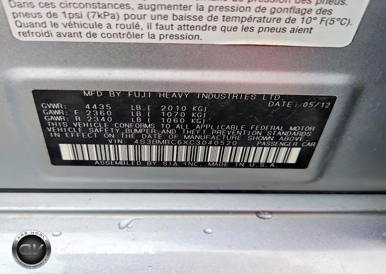 2012 Subaru Legacy 2.5I Premium VIN:4S3BMBC6XC3040520 - 13