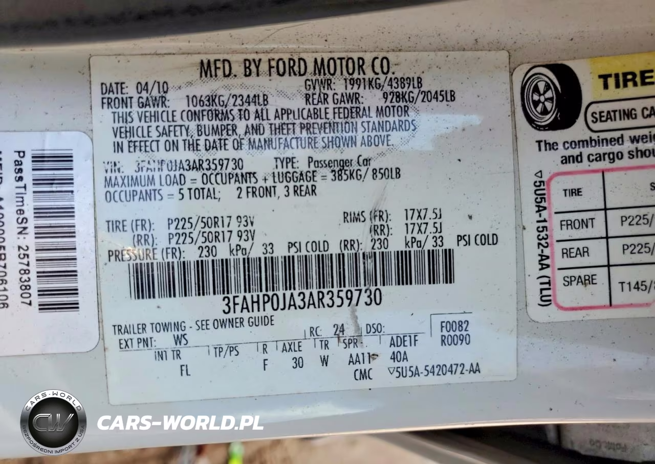 2010 Ford Fusion Sel VIN:3FAHP0JA3AR359730 - 12