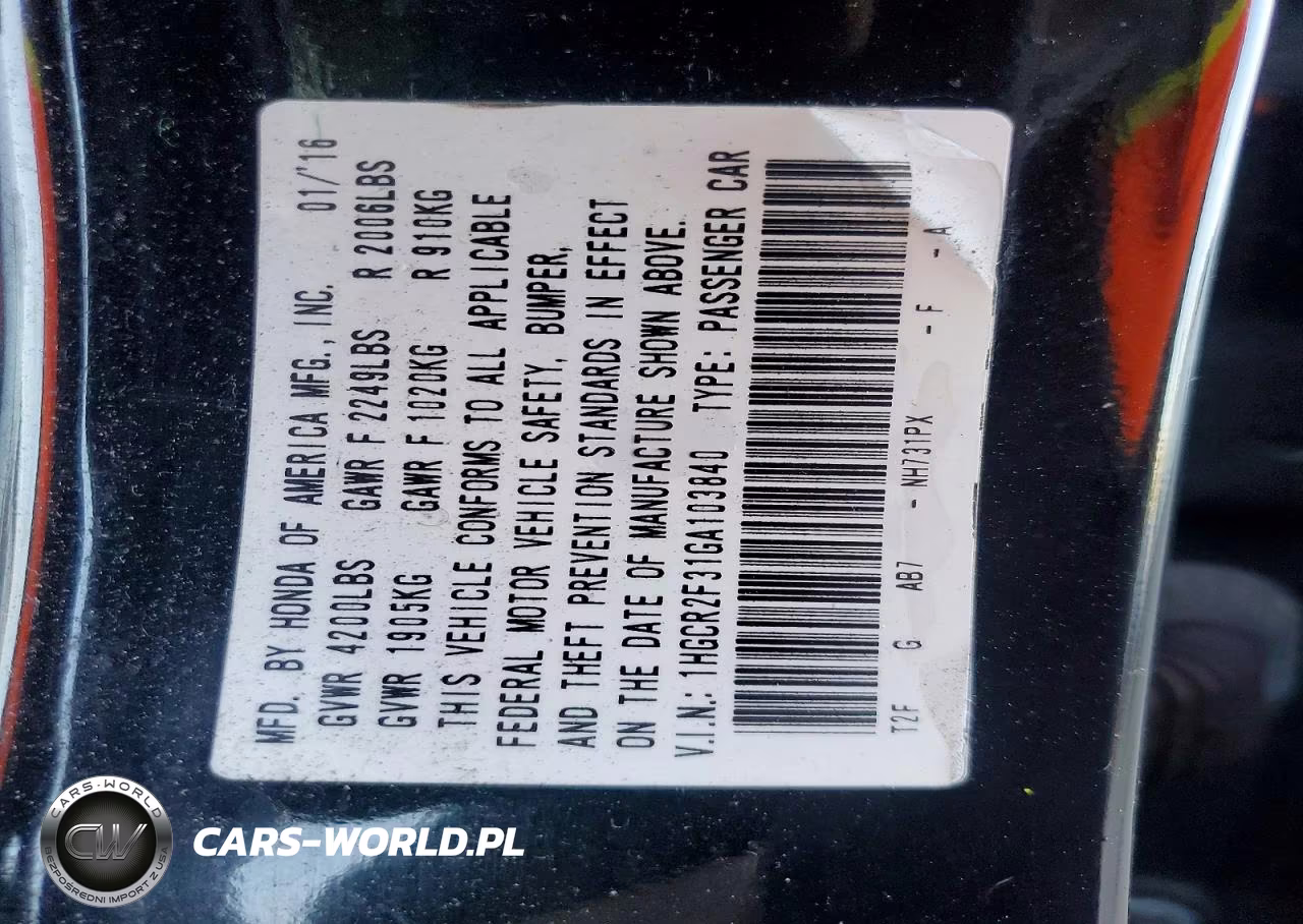 2016 Honda Accord Lx VIN:1HGCR2F31GA103840 - 13