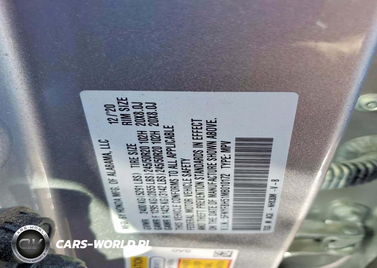 2021 Honda Passport Exl VIN:5FNYF8H51MB010172 - 12
