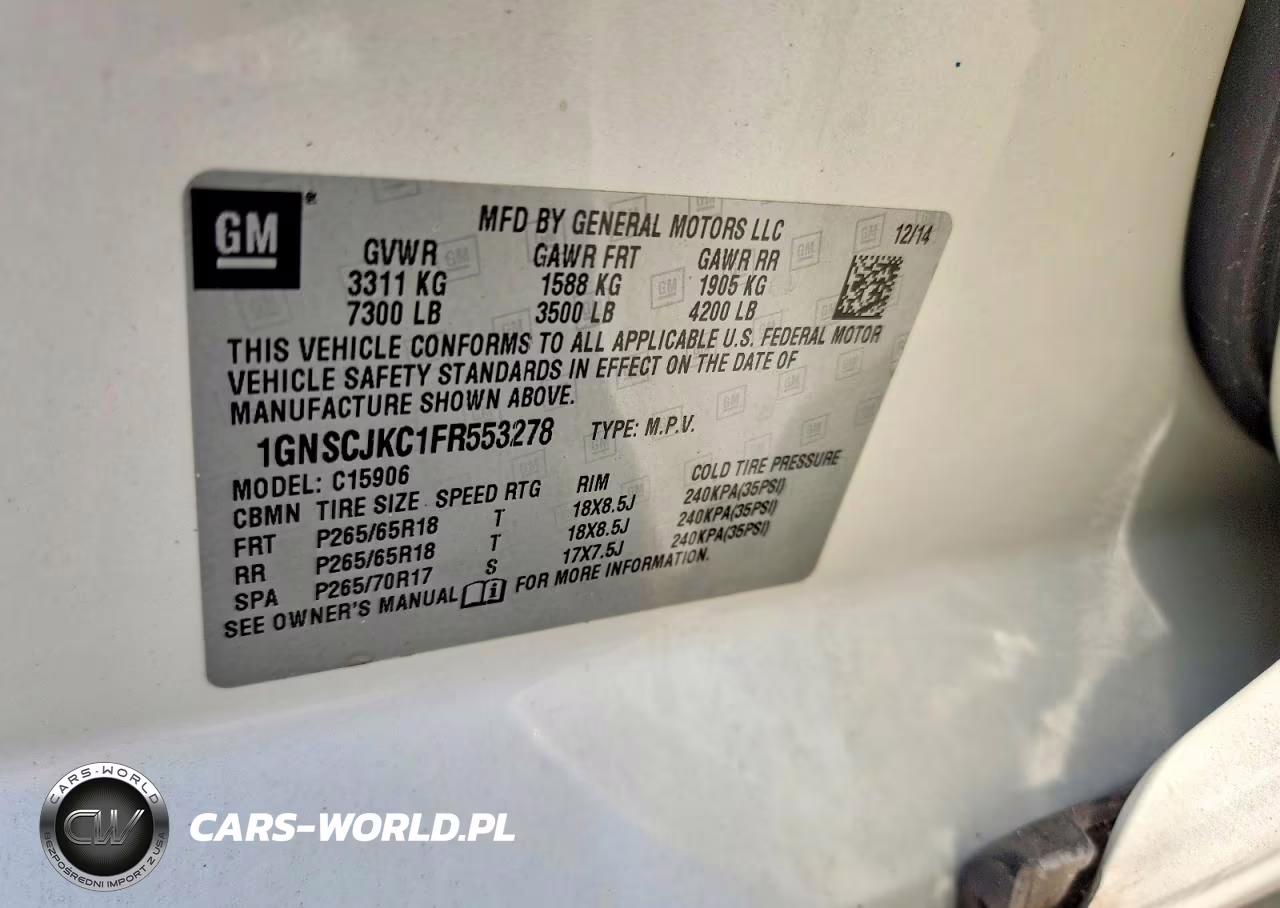 2015 Chevrolet Suburban C1500 Lt VIN:1GNSCJKC1FR553278 - 13