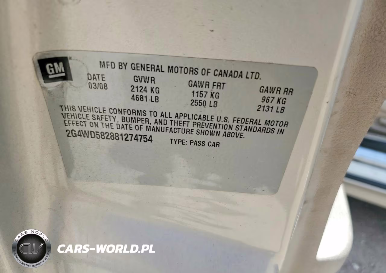 2008 Buick Lacrosse Cxl VIN:2G4WD582881274754 - 12