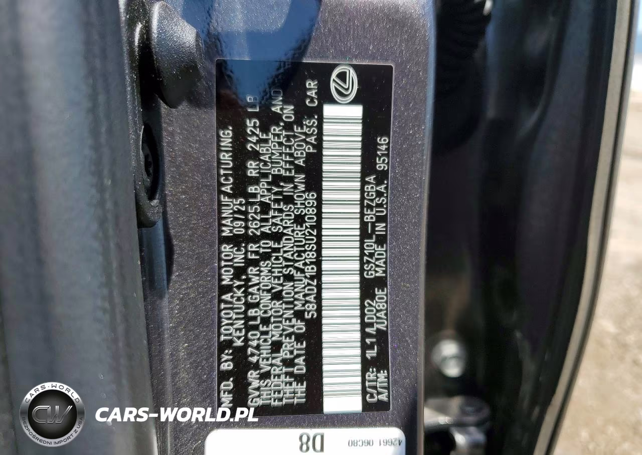 2025 Lexus Es 350 Base VIN:58ADZ1B18SU210896 - 12