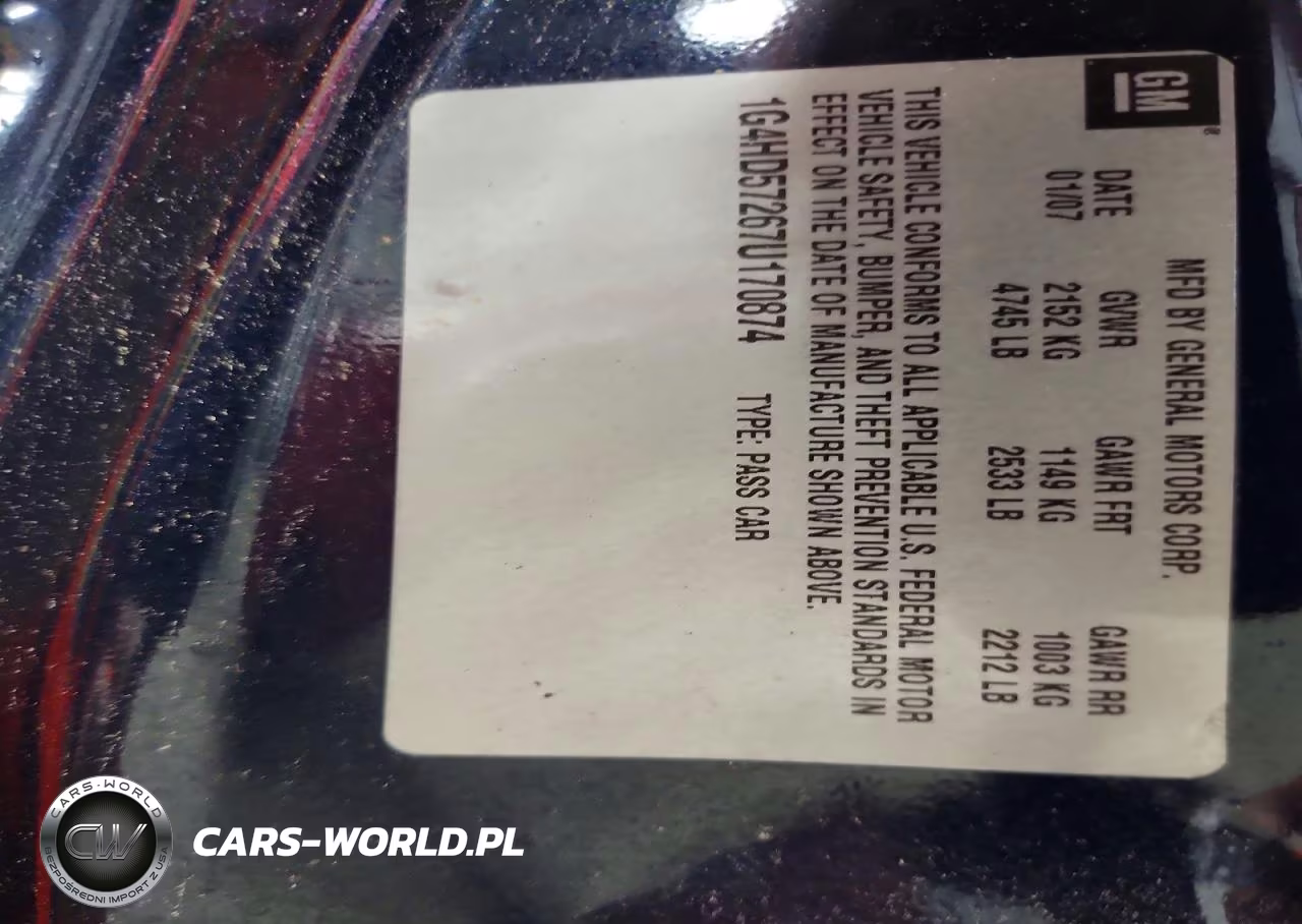 2007 Buick Lucerne Cxl VIN:1G4HD57267U170874 - 12