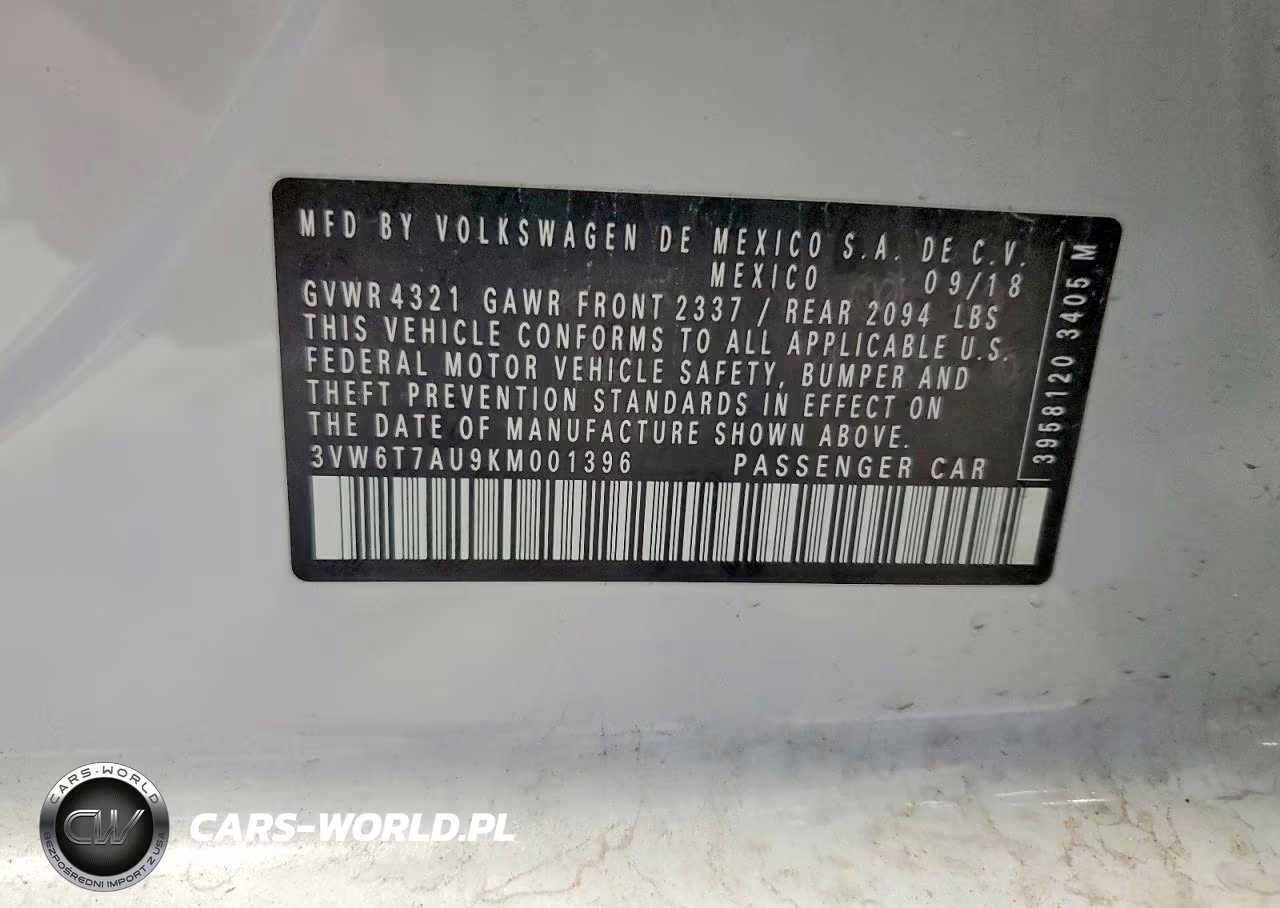 2019 Volkswagen Gti S VIN:3VW6T7AU9KM001396 - 13