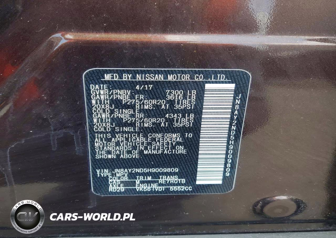 2017 Nissan Armada Platinum VIN:JN8AY2ND5H9009809 - 13