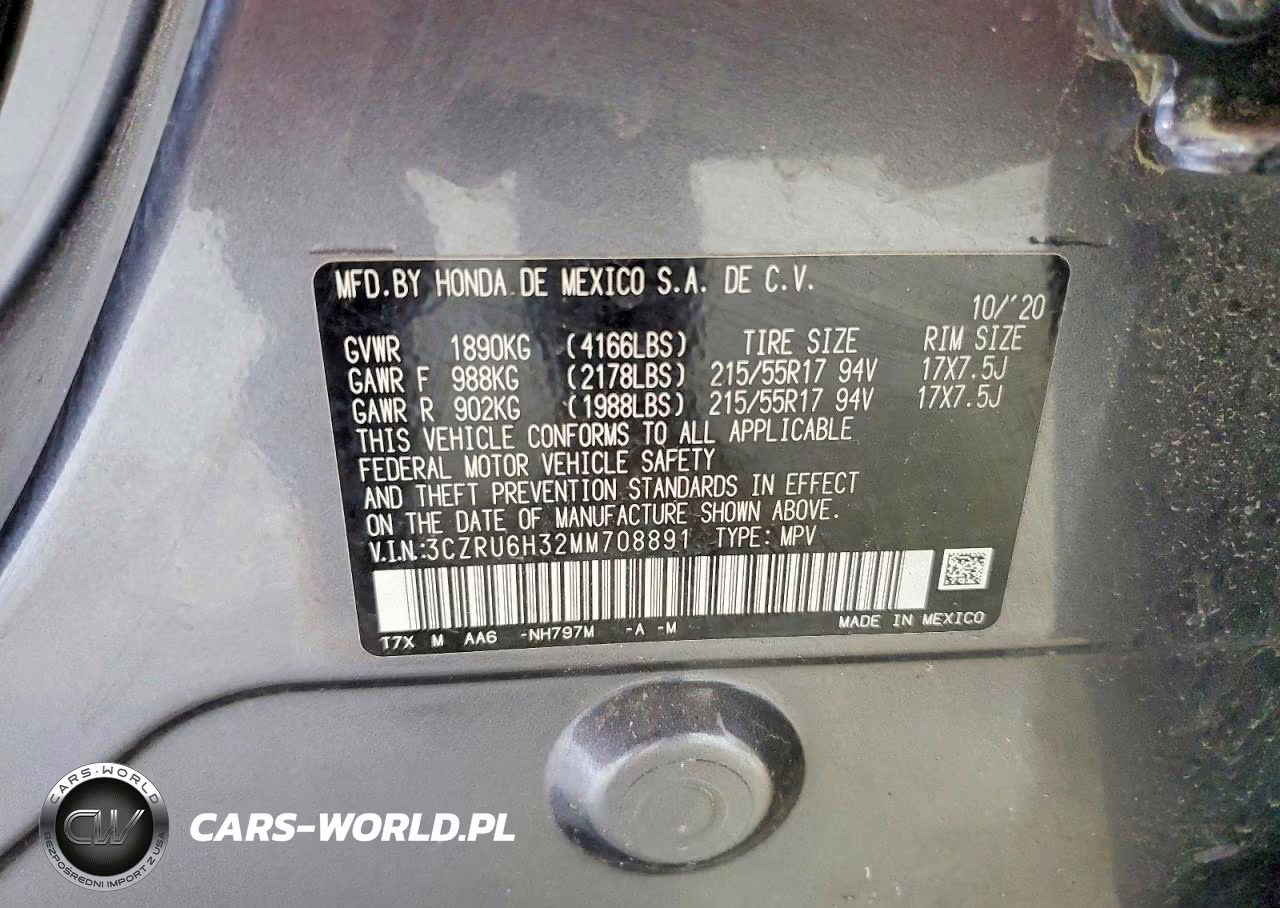 2021 Honda Hr-V Lx VIN:3CZRU6H32MM708891 - 14