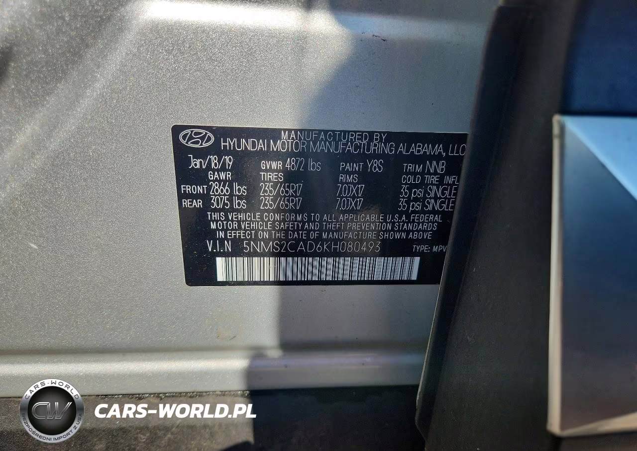 2019 Hyundai Santa Fe Se VIN:5NMS2CAD6KH080493 - 13