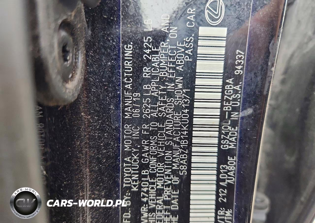 2019 Lexus Es 350 VIN:58ABZ1B14KU041371 - 12