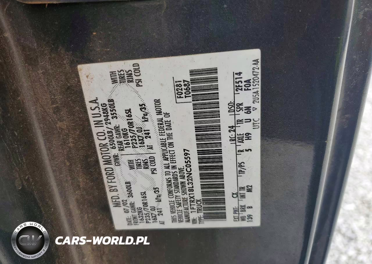 2002 Ford F150 VIN:1FTRX18L32NC05597 - 12