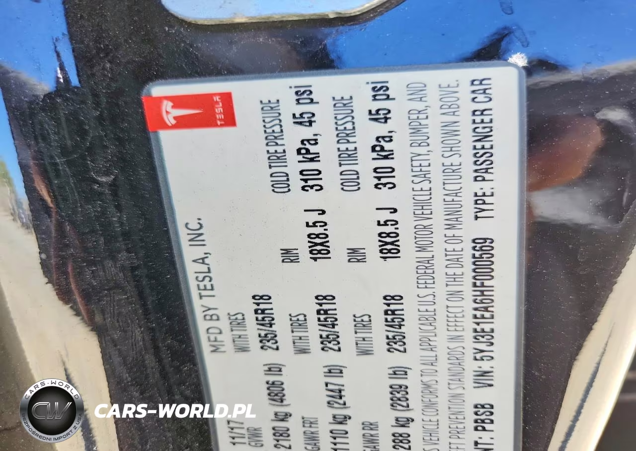 2017 Tesla Model 3 VIN:5YJ3E1EA6HF000569 - 12