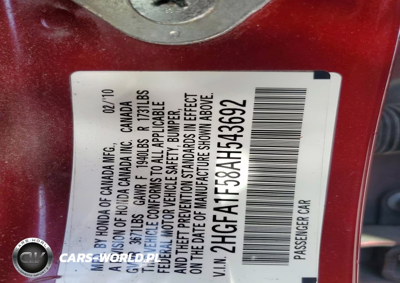 2010 Honda Civic Lx VIN:2HGFA1F58AH543692 - 12