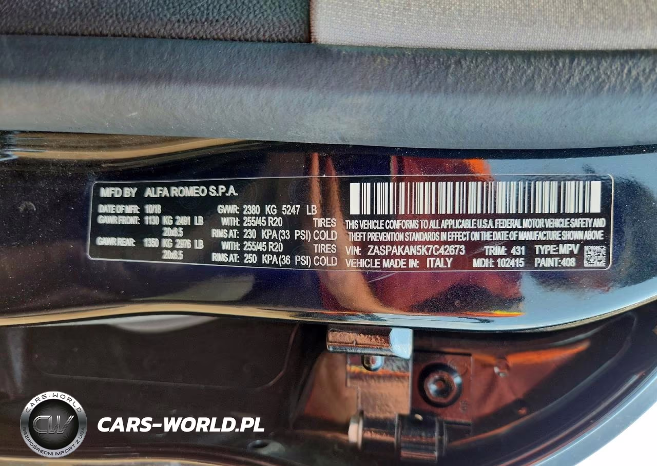 2019 Alfa Romeo Stelvio VIN:ZASPAKAN5K7C42673 - 13