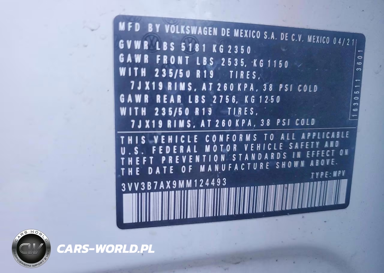2021 Volkswagen Tiguan Se VIN:3VV3B7AX9MM124493 - 13
