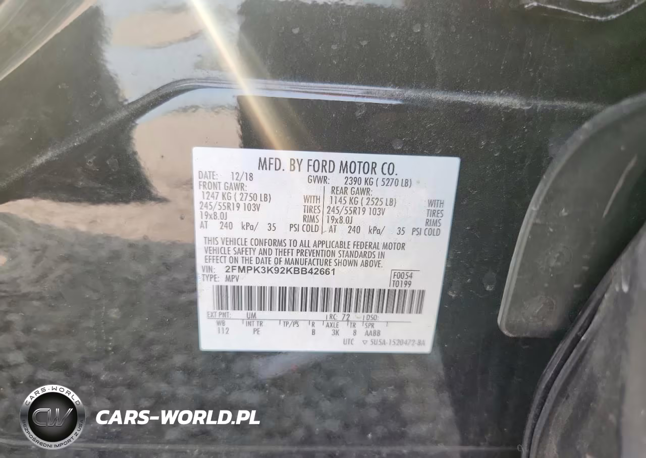 2019 Ford Edge Titanium VIN:2FMPK3K92KBB42661 - 12