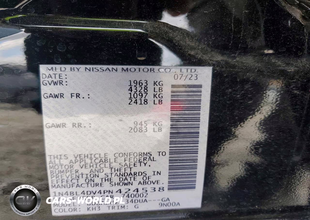 2023 Nissan Altima Sv VIN:1N4BL4DV4PN424538 - 13