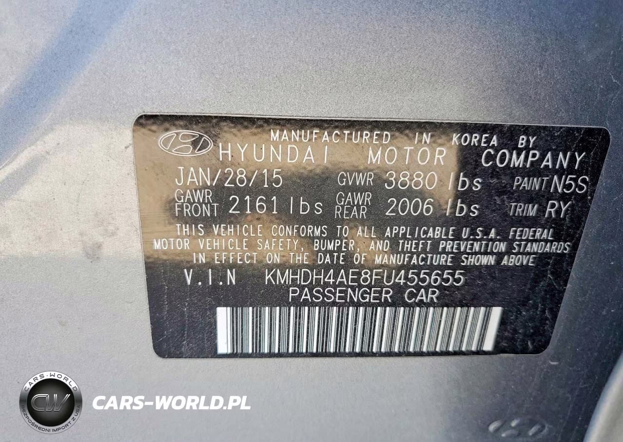 2015 Hyundai Elantra Se VIN:KMHDH4AE8FU455655 - 12
