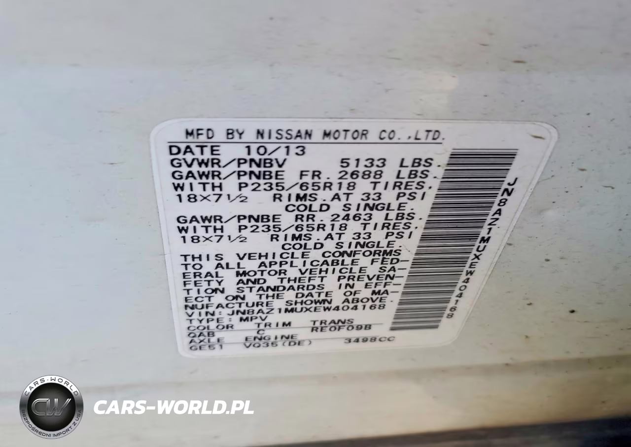 2014 Nissan Murano Sv VIN:JN8AZ1MUXEW404168 - 14