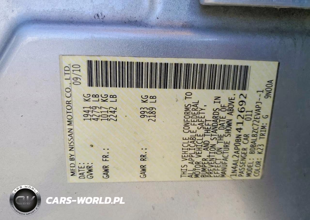 2011 Nissan Altima Base VIN:1N4AL2AP0BN412692 - 12