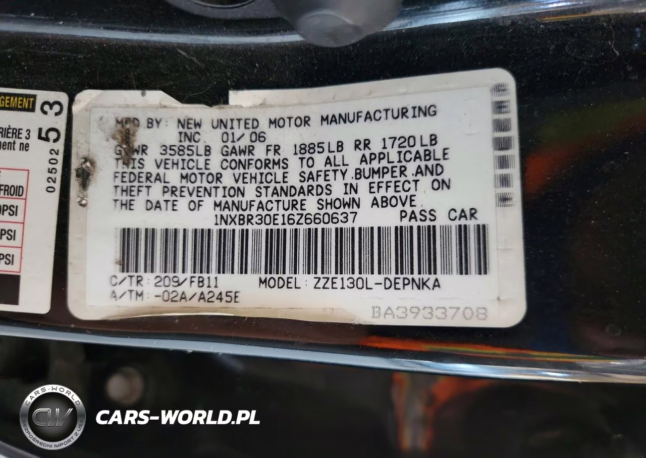 2006 Toyota Corolla Le VIN:1NXBR30E16Z660637 - 12