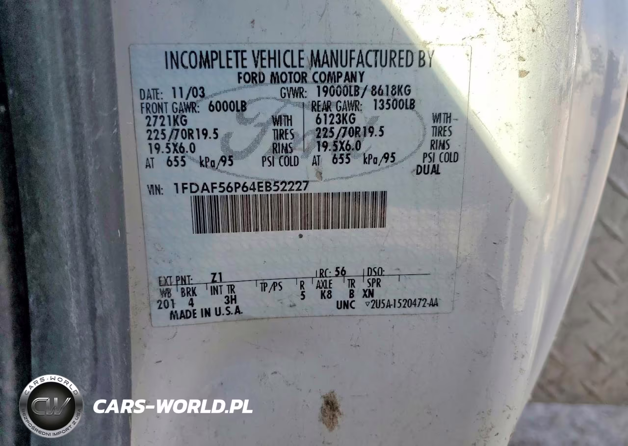 2004 Ford F550 Super Duty VIN:1FDAF56P64EB52227 - 12