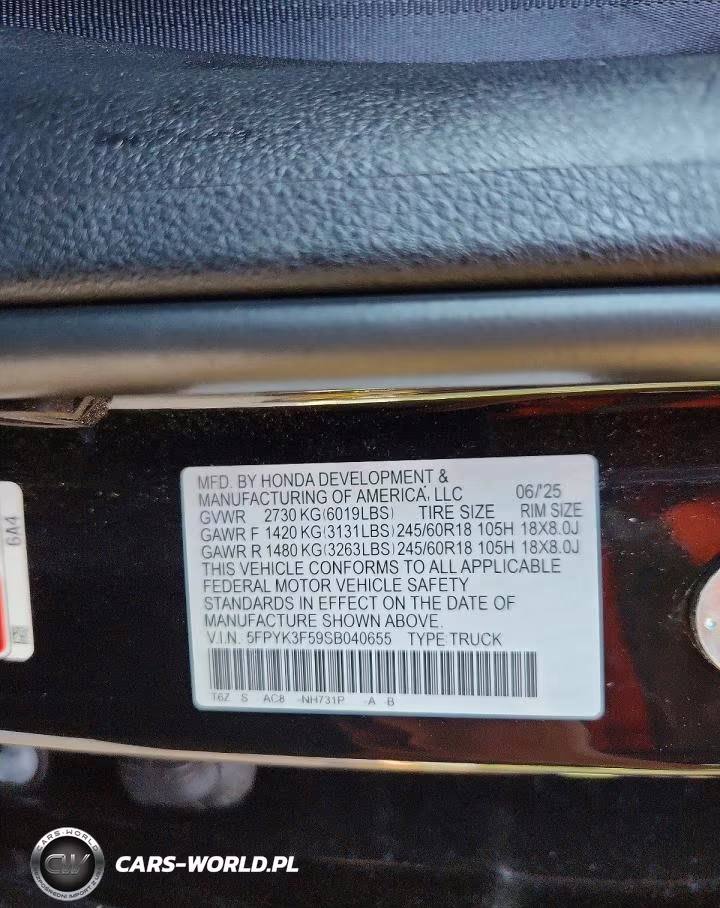 2025 Honda Ridgeline Rtl VIN:5FPYK3F59SB040655 - 13