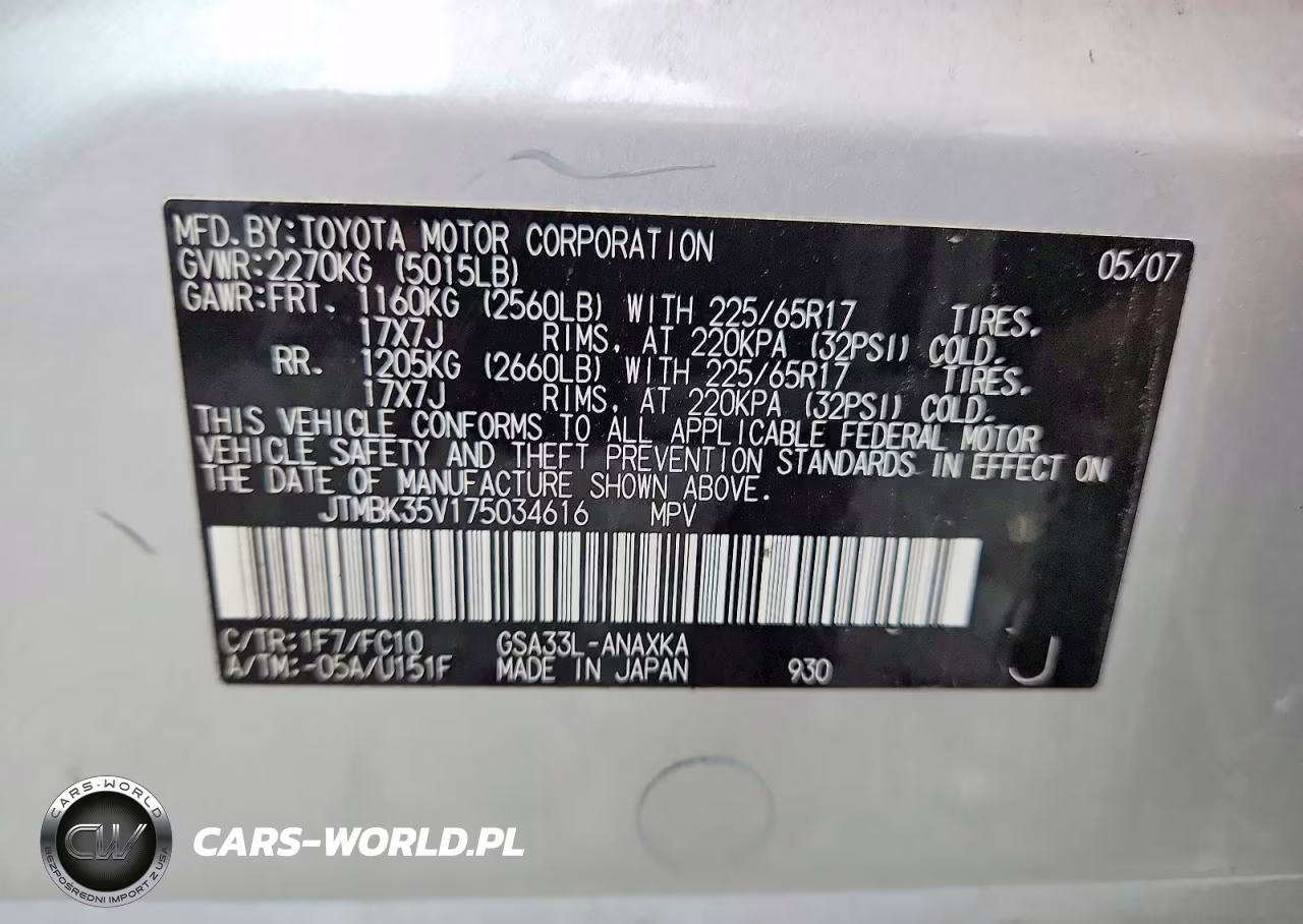 2007 Toyota Rav4 Base VIN:JTMBK35V175034616 - 13