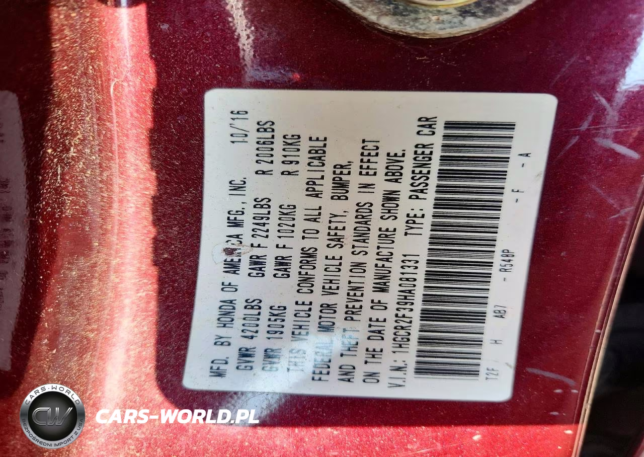 2017 Honda Accord Lx VIN:1HGCR2F39HA081331 - 12