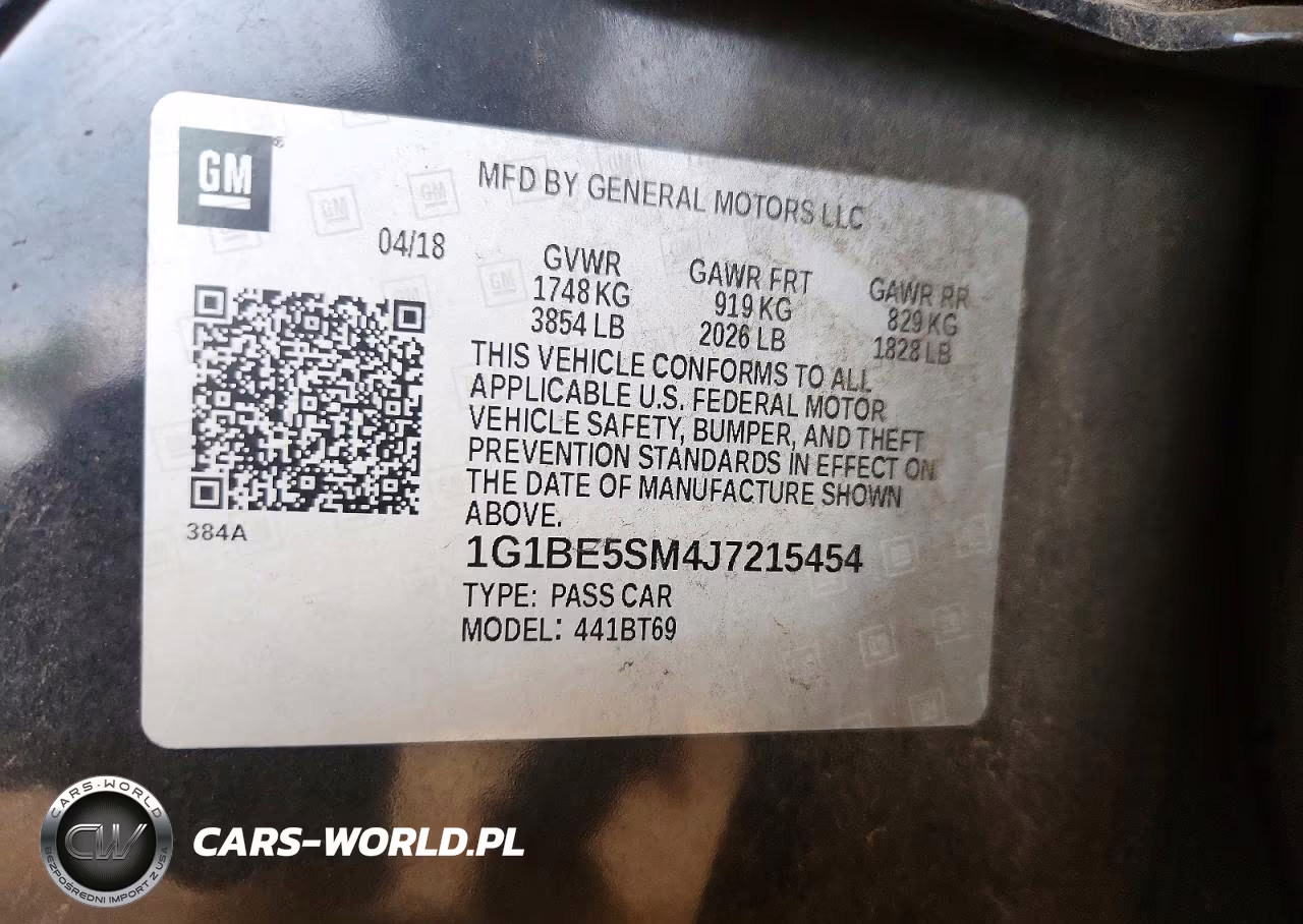 2018 Chevrolet Cruze Lt VIN:1G1BE5SM4J7215454 - 12