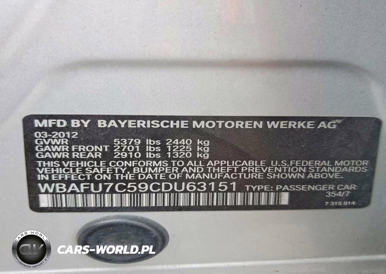 2012 BMW 535 Xi VIN:WBAFU7C59CDU63151 - 12