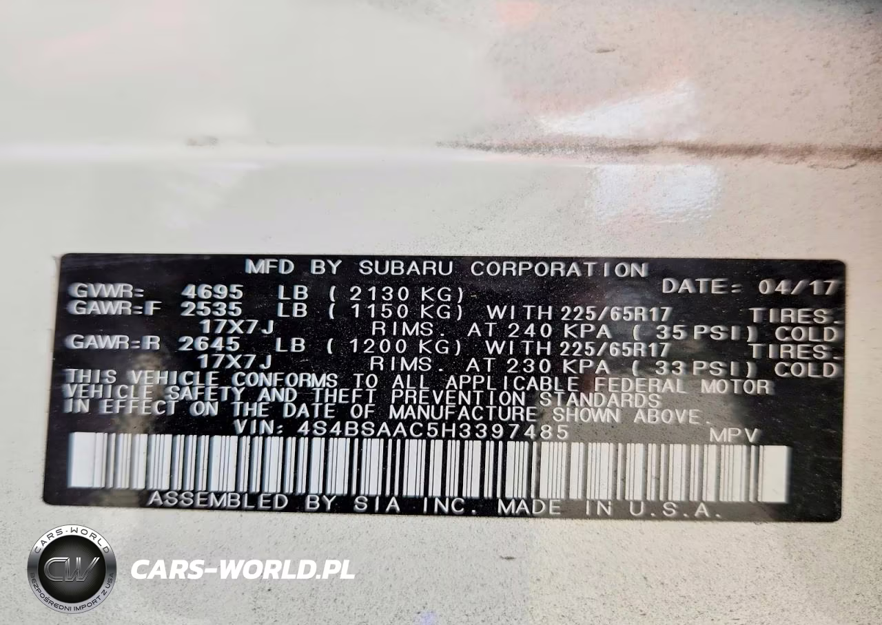 2017 Subaru Outback 2.5I VIN:4S4BSAAC5H3397485 - 14