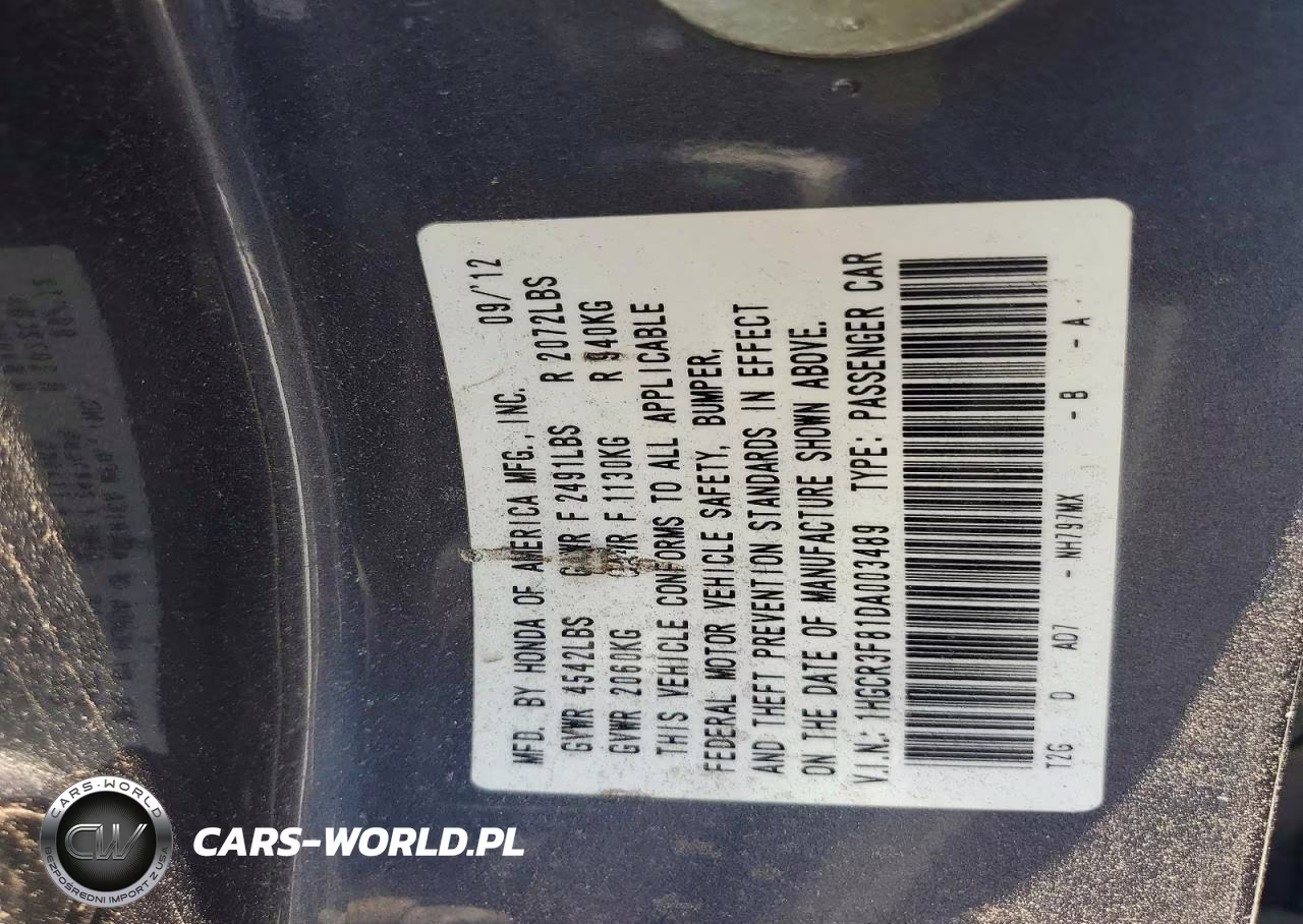 2013 Honda Accord Exl VIN:1HGCR3F81DA003489 - 13