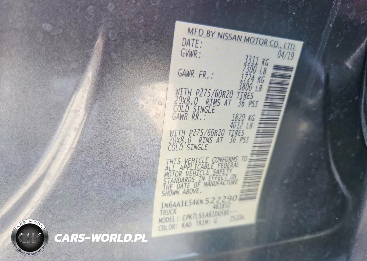 2019 Nissan Titan Sv VIN:1N6AA1E54KN522290 - 12