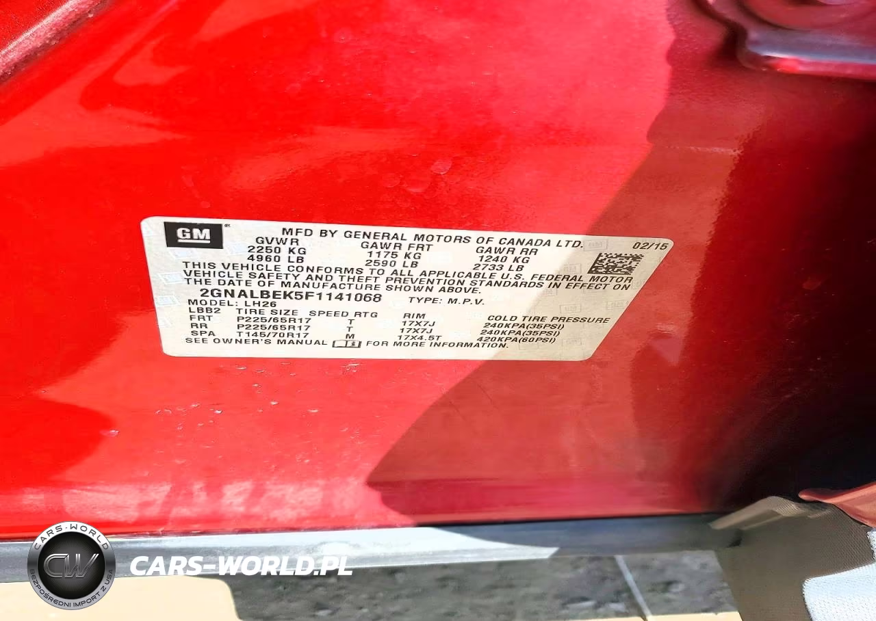2015 Chevrolet Equinox Lt VIN:2GNALBEK5F1141068 - 13