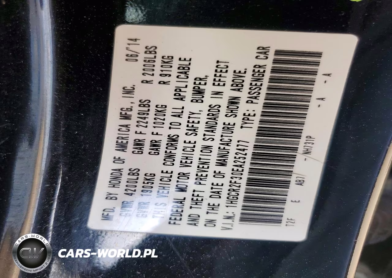 2014 Honda Accord Lx VIN:1HGCR2F30EA252477 - 12