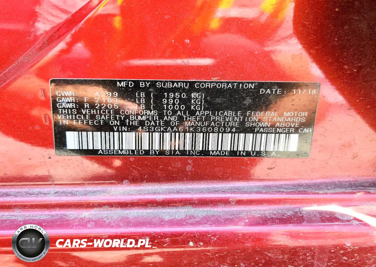 2019 Subaru Impreza VIN:4S3GKAA61K3608094 - 12