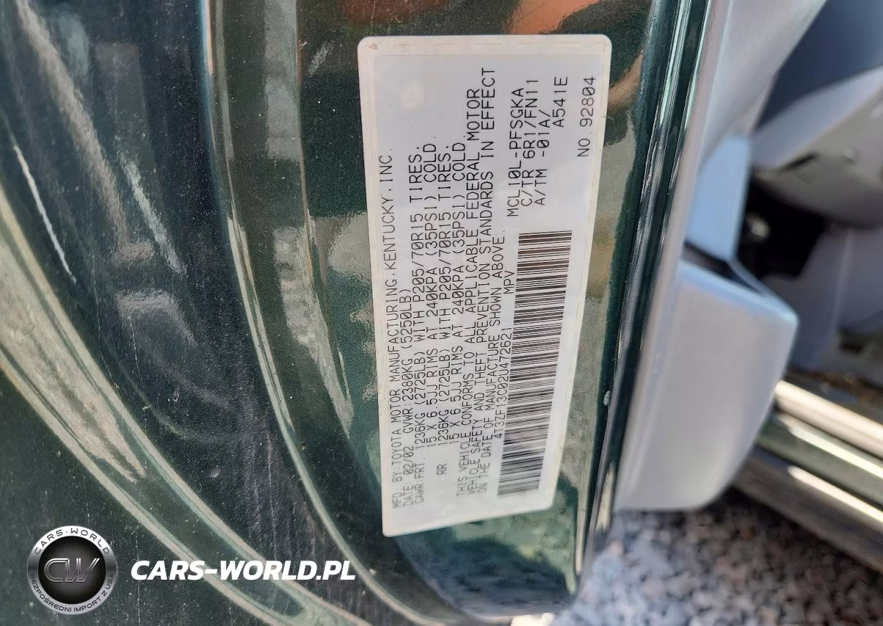 2002 Toyota Sienna Le VIN:4T3ZF13C02U472621 - 13