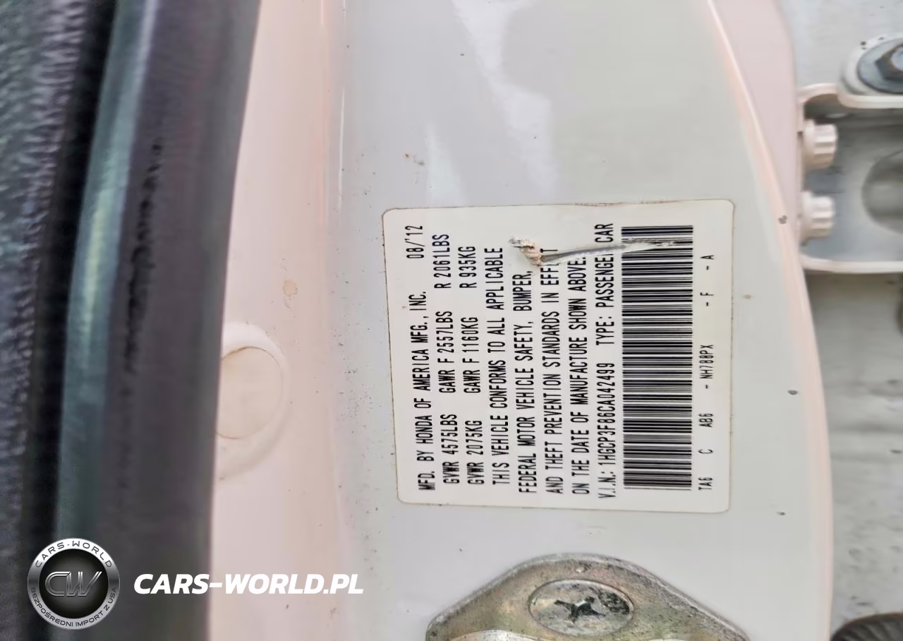 2012 Honda Accord Exl VIN:1HGCP3F86CA042499 - 12