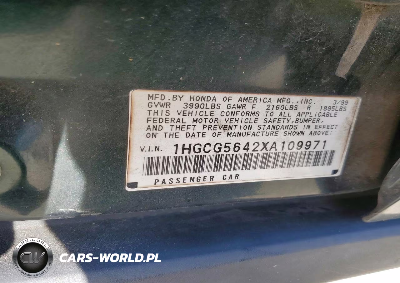 1999 Honda Accord Lx VIN:1HGCG5642XA109971 - 12