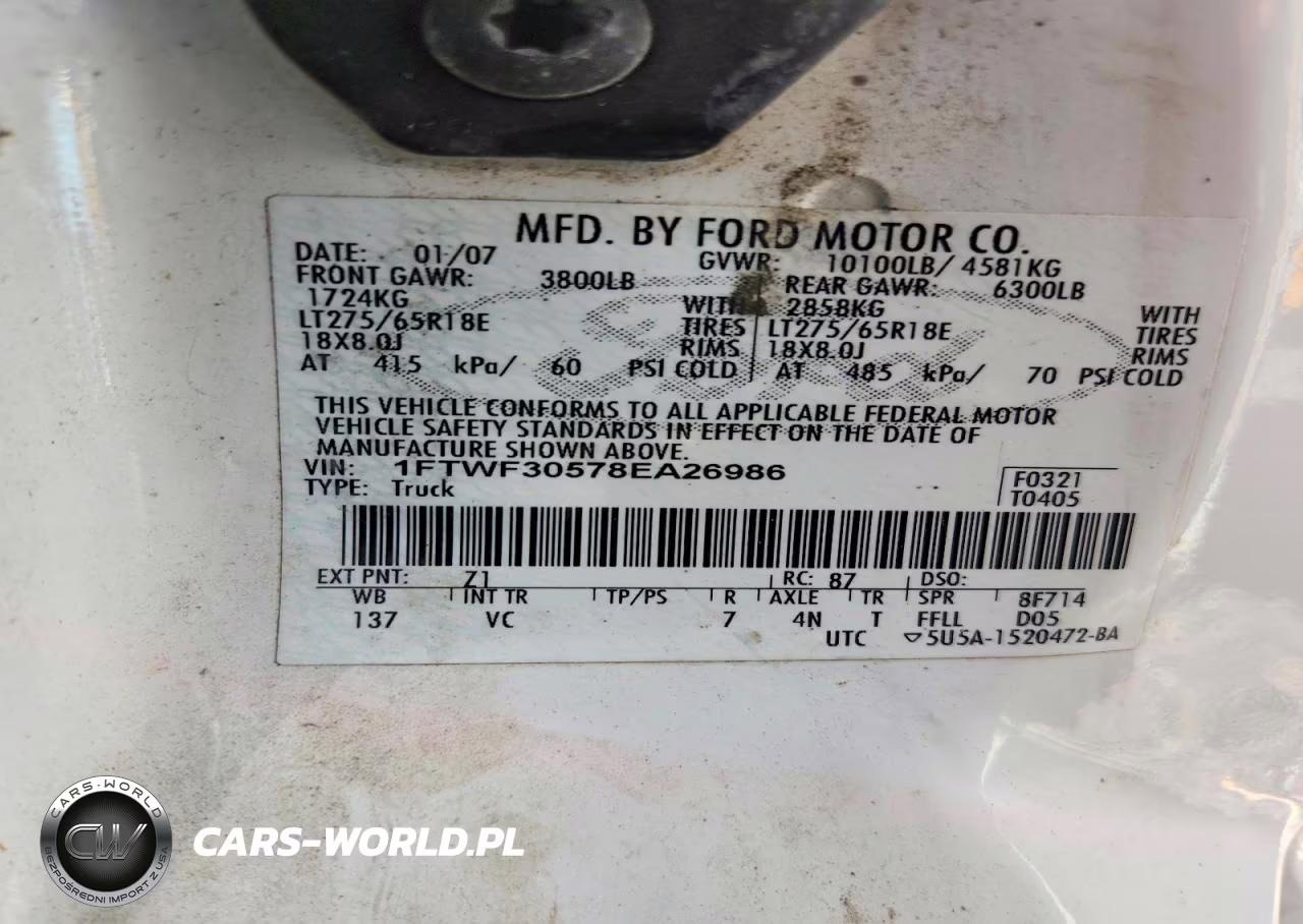 2008 Ford F350 Srw Super Duty VIN:1FTWF30578EA26986 - 12
