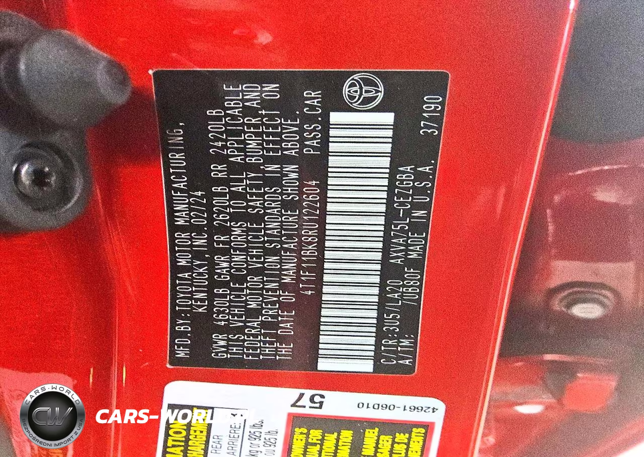 2024 Toyota Camry Xle VIN:4T1F11BK8RU122604 - 12