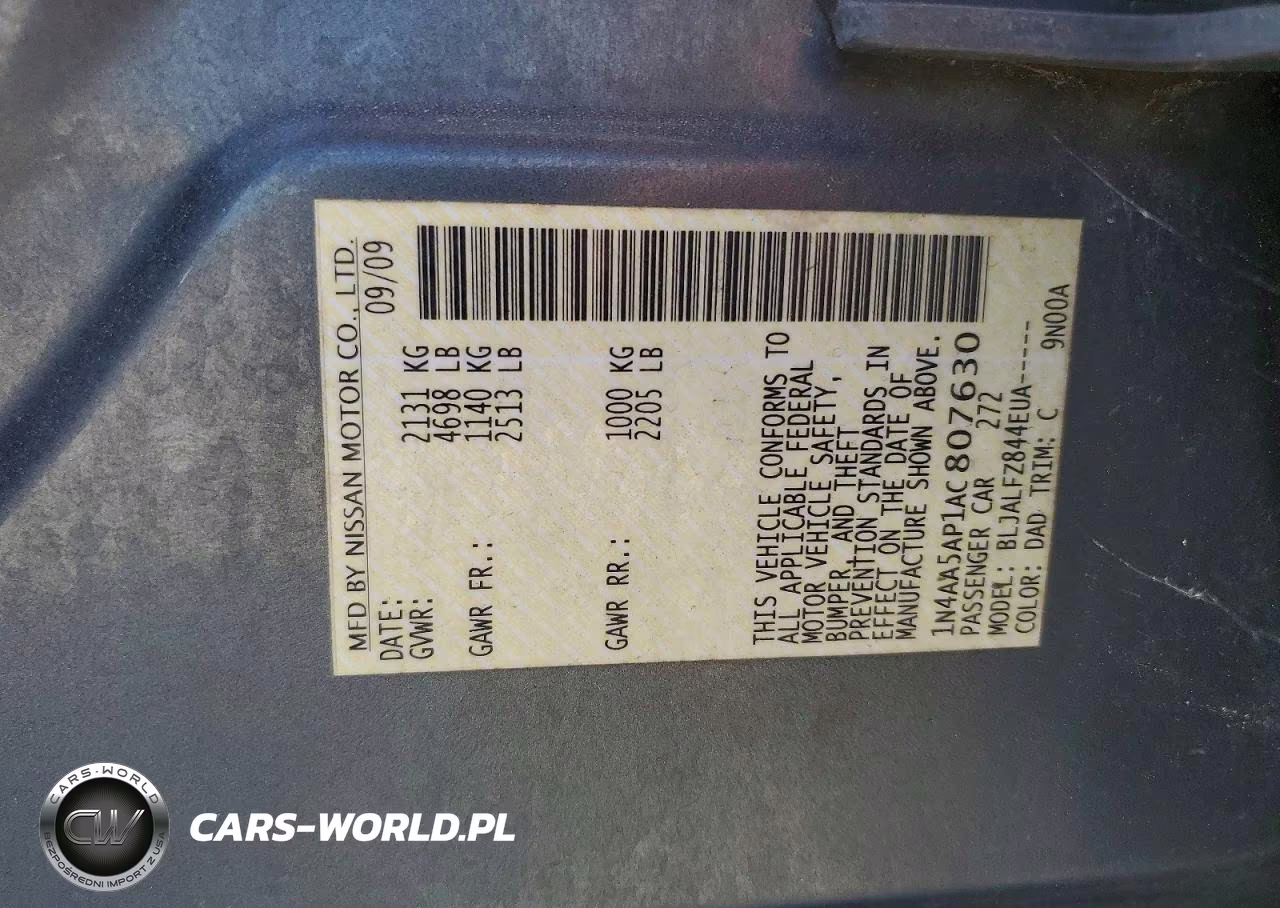 2010 Nissan Maxima 3.5 S VIN:1N4AA5AP1AC807630 - 12