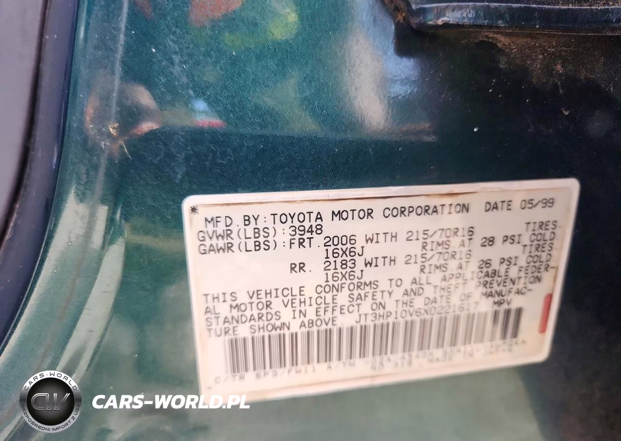 1999 Toyota Rav4 Base VIN:JT3HP10V6X0221617 - 13