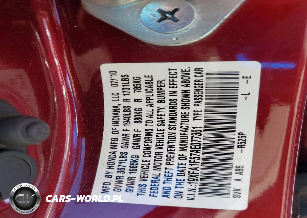 2010 Honda Civic Lx VIN:19XFA1F57AE077361 - 13