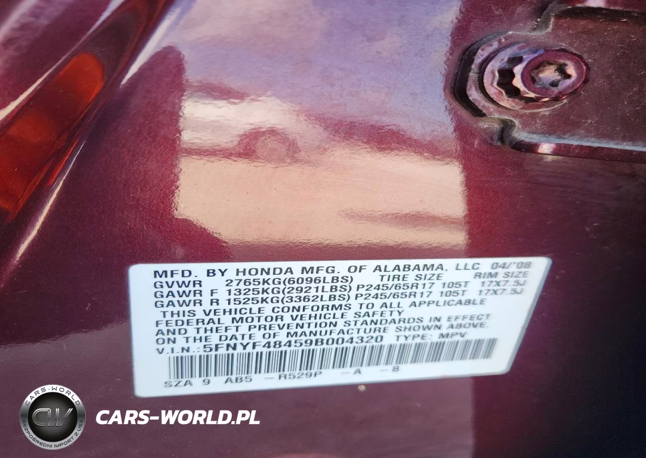 2009 Honda Pilot Ex VIN:5FNYF48459B004320 - 13