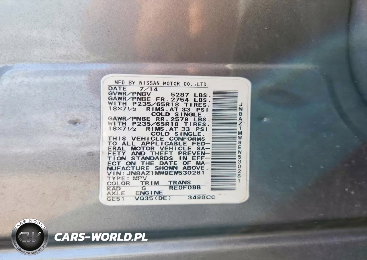2014 Nissan Murano S VIN:JN8AZ1MW9EW530281 - 13